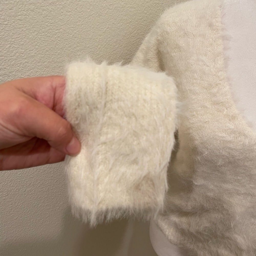 NWT Womens Free People Serendipity Faux Fur Sweater Size Small White Cream Color - Picture 4 of 15